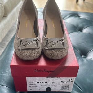 Salvatore Ferragamo Size 8 TaupeElegant Design Pumps in original box